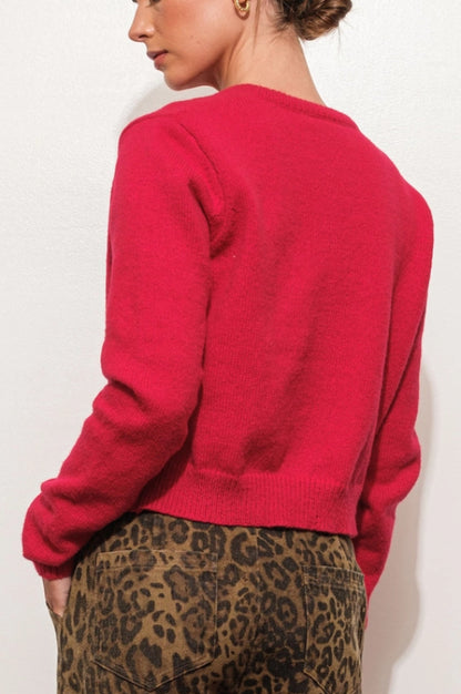 meadow cardigan - red