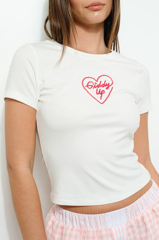 giddy up tee - white