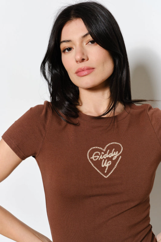 giddy up tee - brown