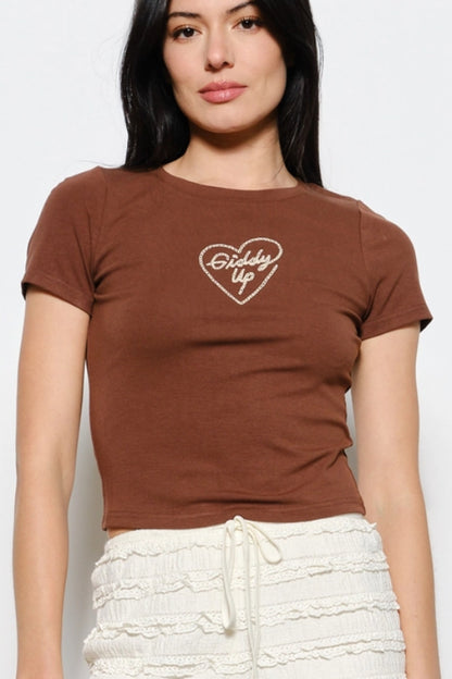 giddy up tee - brown