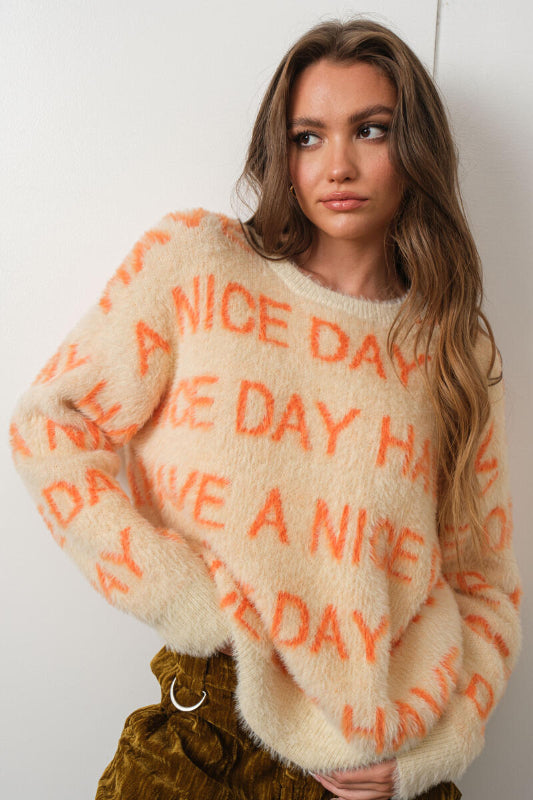 have a nice day sweater - orange