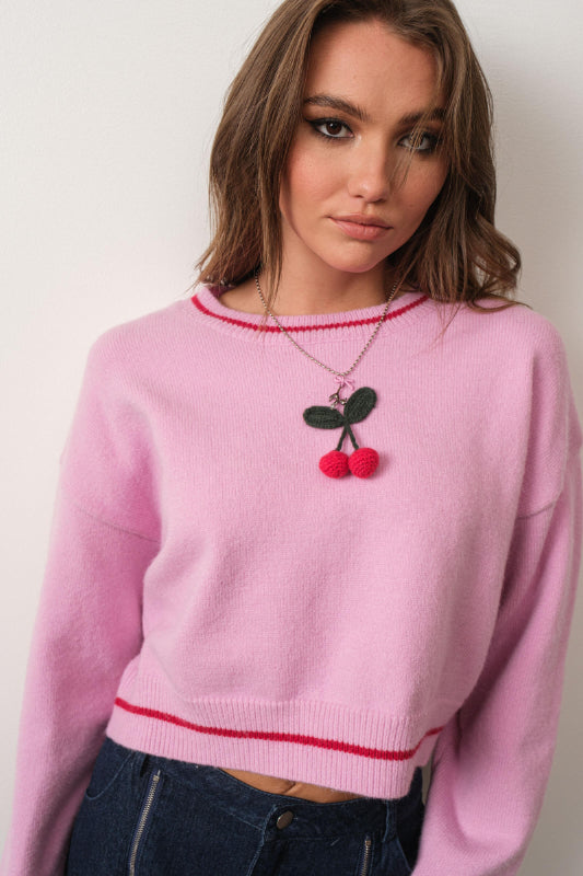 cherry sweater - pink