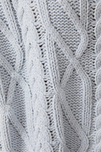 Close-up of a textured blue knitted fabric