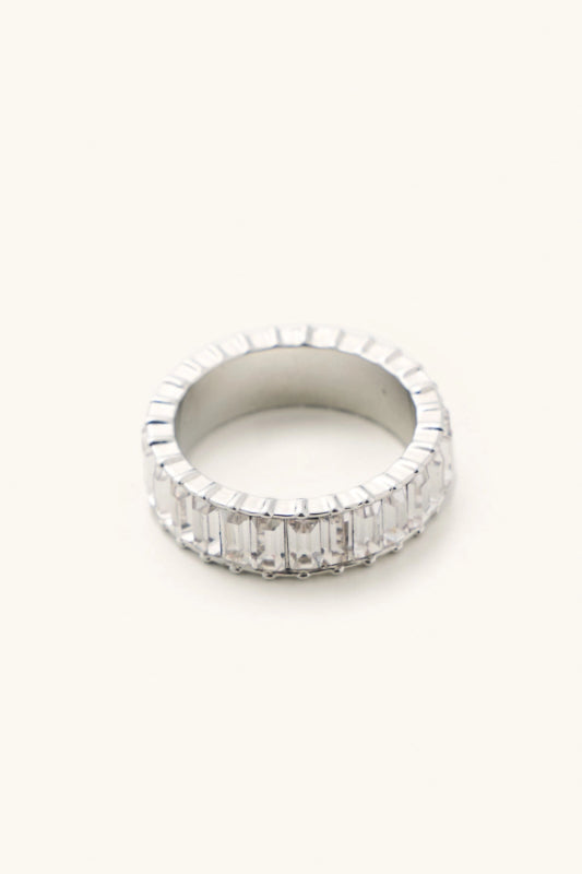 crystal ring - silver