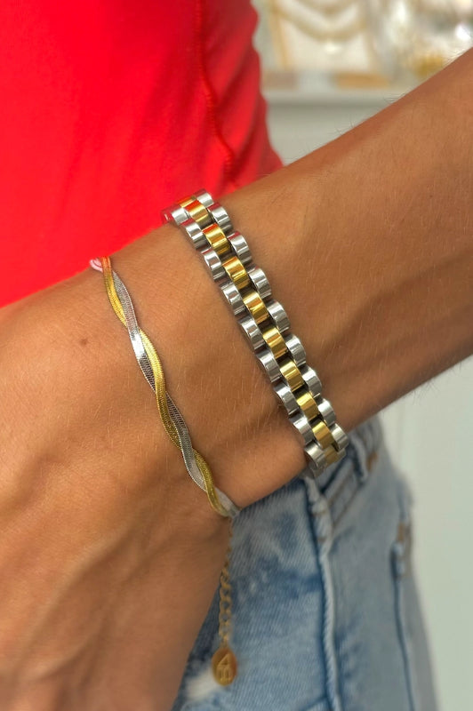 two toned watch band bracelet