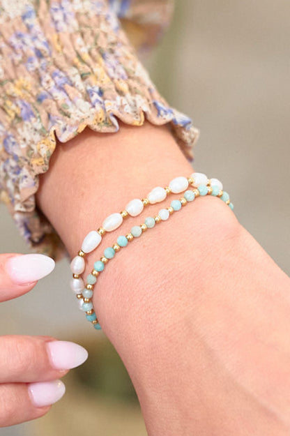 freshwater pearl slider bracelet - gold
