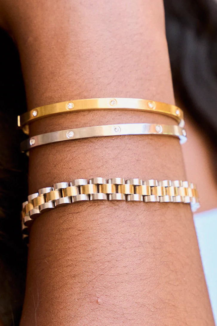 two toned watch band bracelet