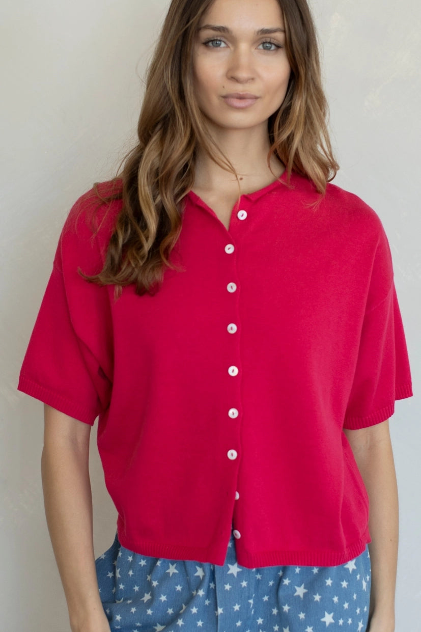 toby cardigan - fuchsia