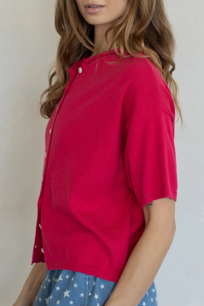 toby cardigan - fuchsia