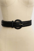 wide braided belt - black