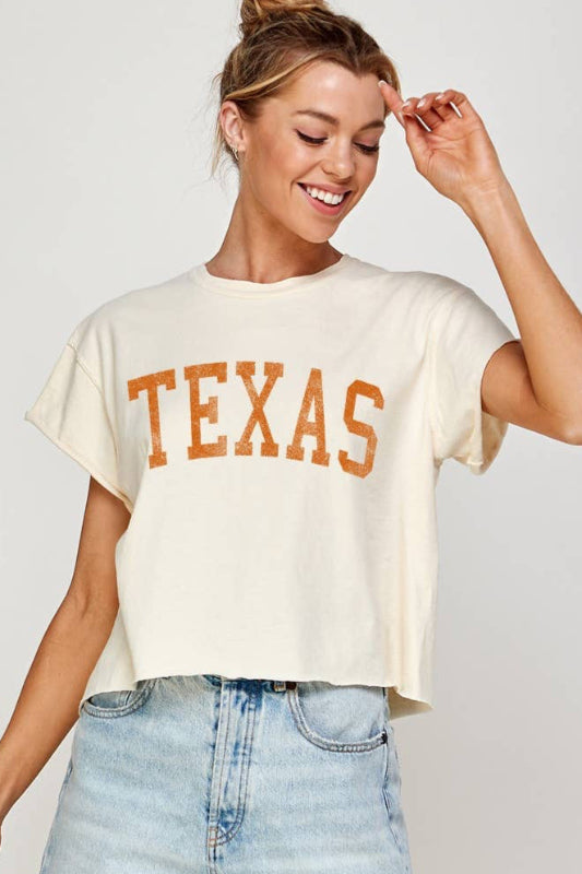 crop texas tee - ivory