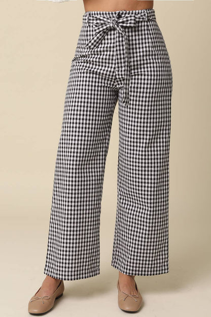 isis gingham pants - black