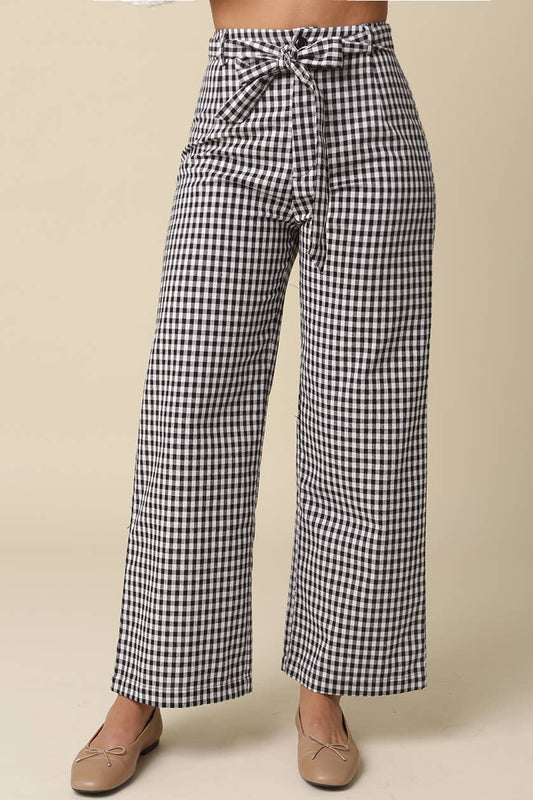 isis gingham pants - black