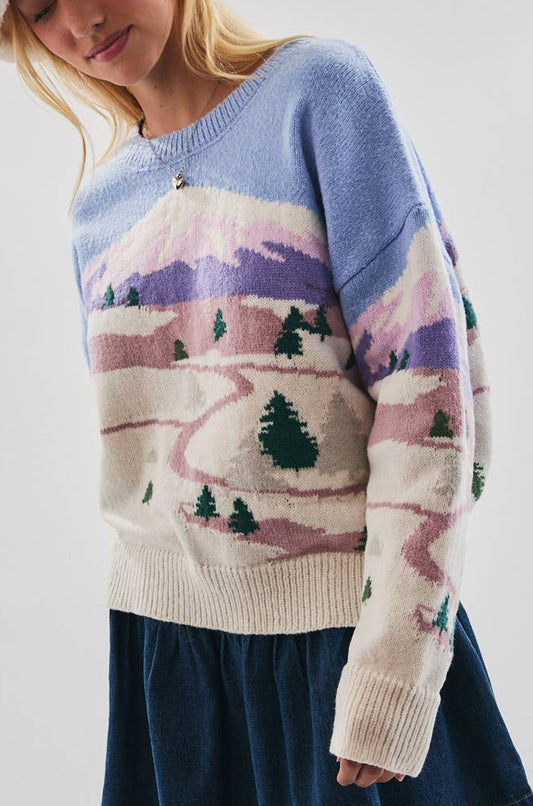 ski village sweater - light blue
