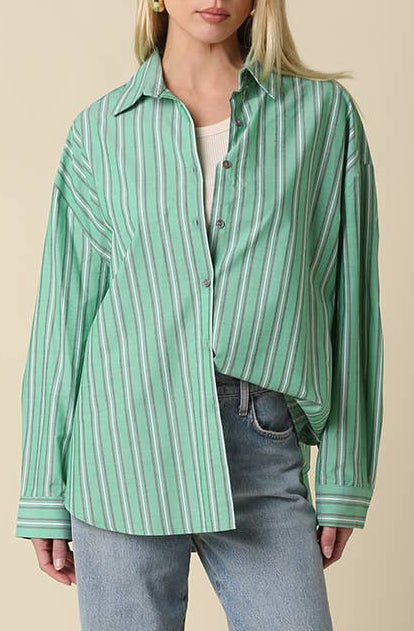 micah shirt - green stripe