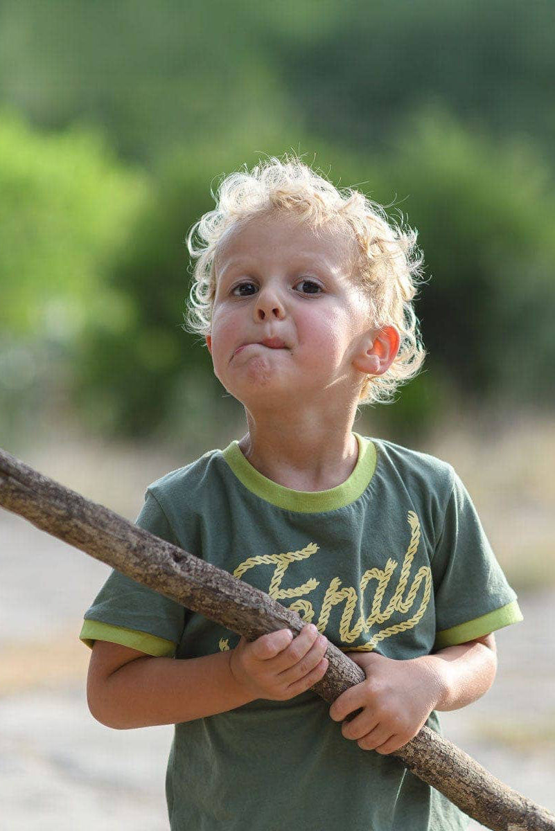 kid's feral vintage ringer - forest