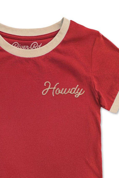 kid's howdy vintage ringer - red
