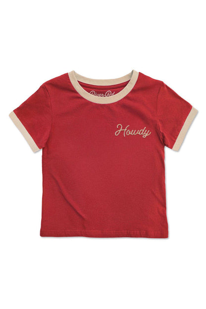 kid's howdy vintage ringer - red