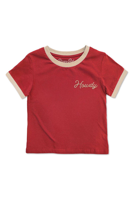 kid's howdy vintage ringer - red