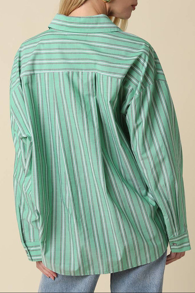 micah shirt - green stripe