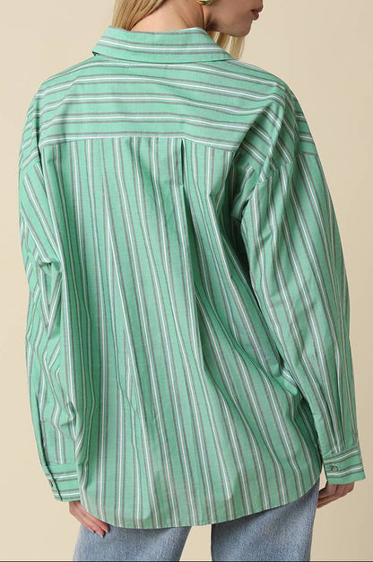 micah shirt - green stripe