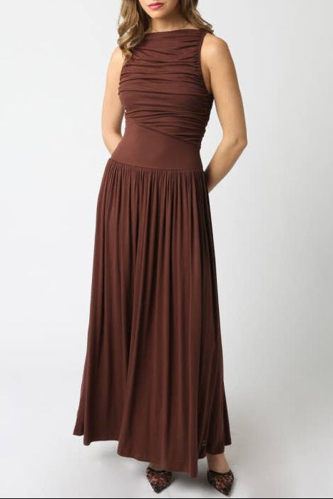 leni maxi dress - dark brown