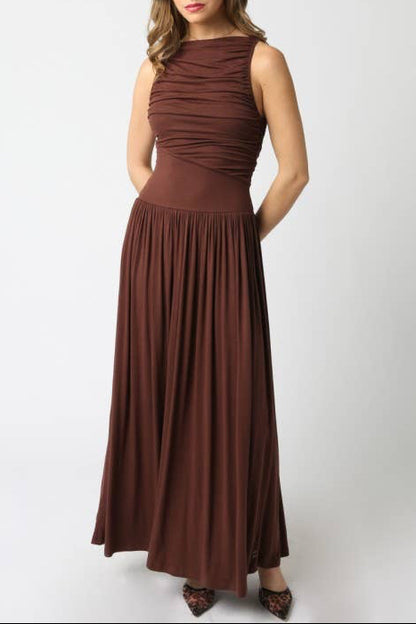 leni maxi dress - dark brown