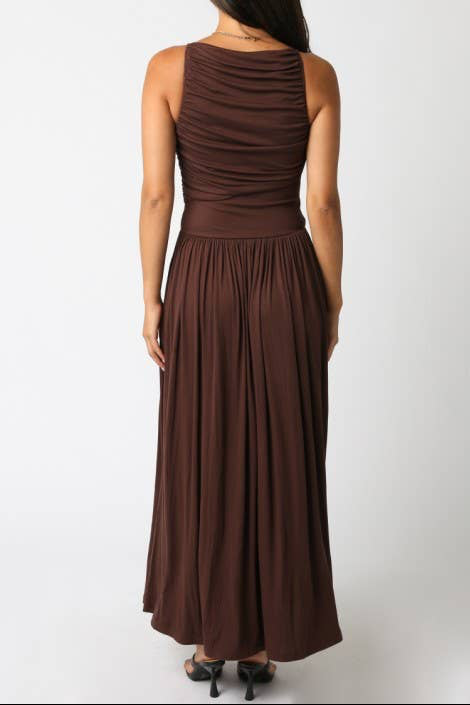 leni maxi dress - dark brown