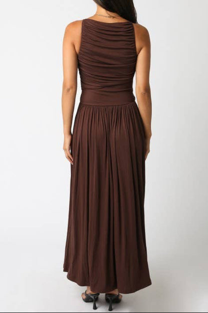 leni maxi dress - dark brown