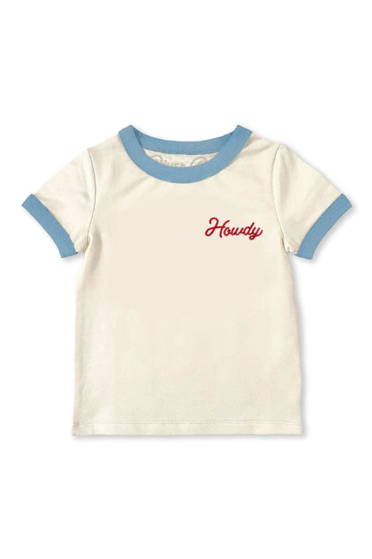 kid's howdy vintage ringer - creme