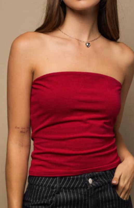 kamryn tube top - dark red