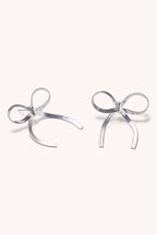 herringbone bow earrings - silver