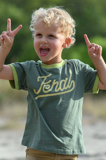 kid's feral vintage ringer - forest