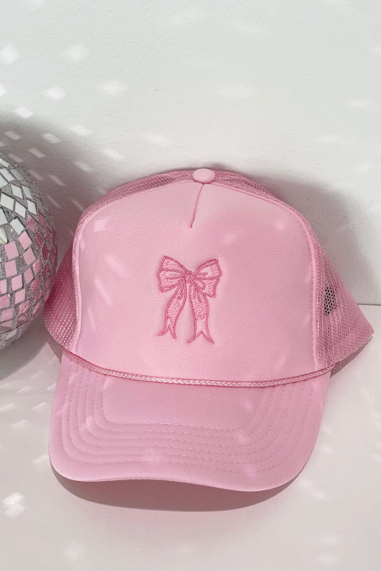 bow trucker hat - pink