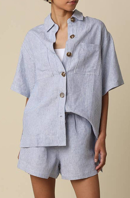 alison linen shorts - denim