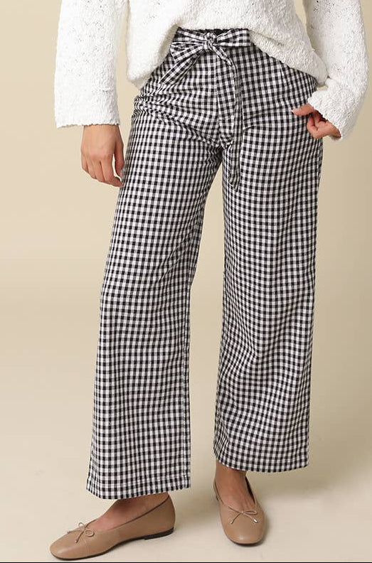 isis gingham pants - black