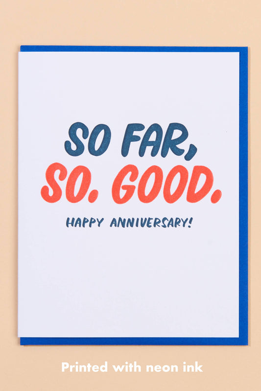 so far, so good letterpress card