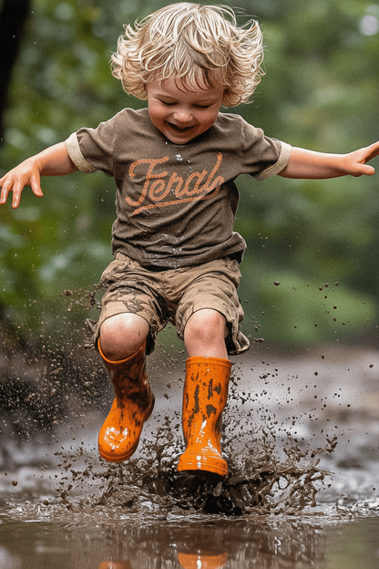 kid's feral vintage ringer - brown