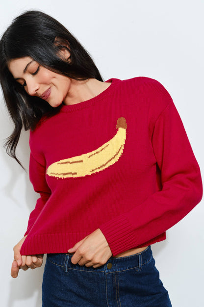 banana sweater - red