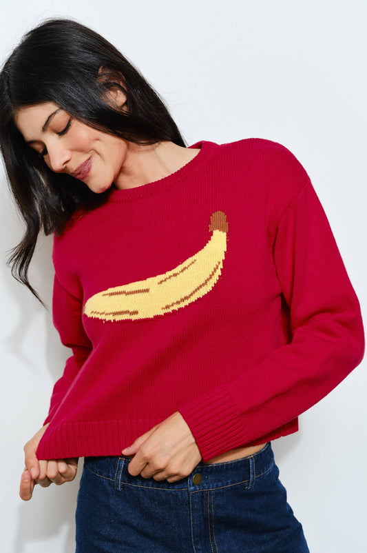 banana sweater - red