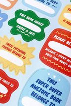 kids' book plate sticker sheets