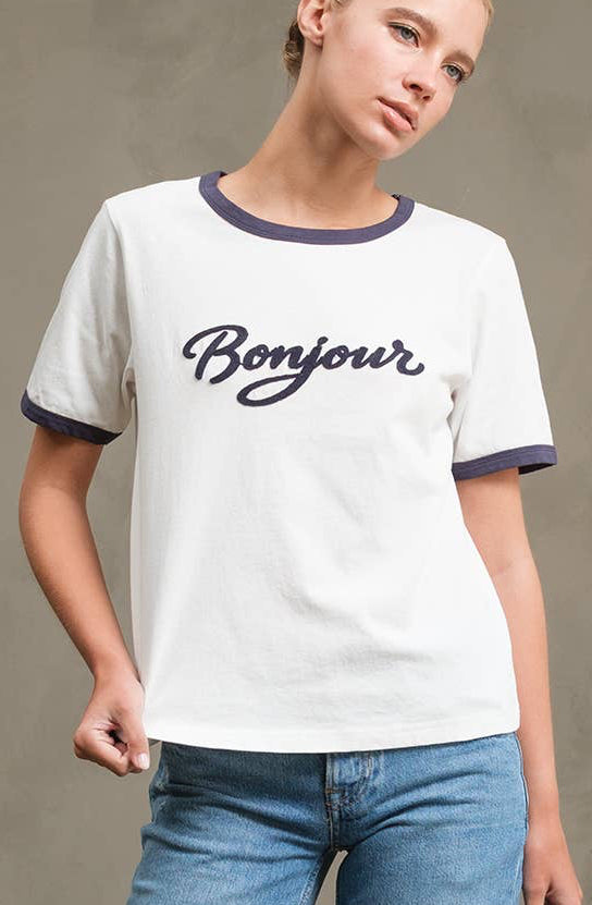 bonjour ringer tee - white/navy