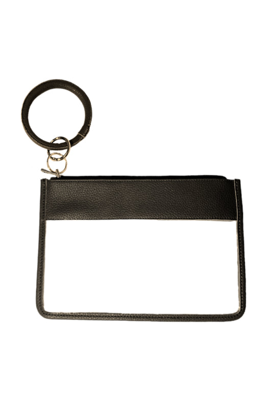 clear key ring bag - black