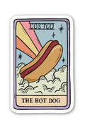Costco branded tarot card with a hot dog illustration on a white background
