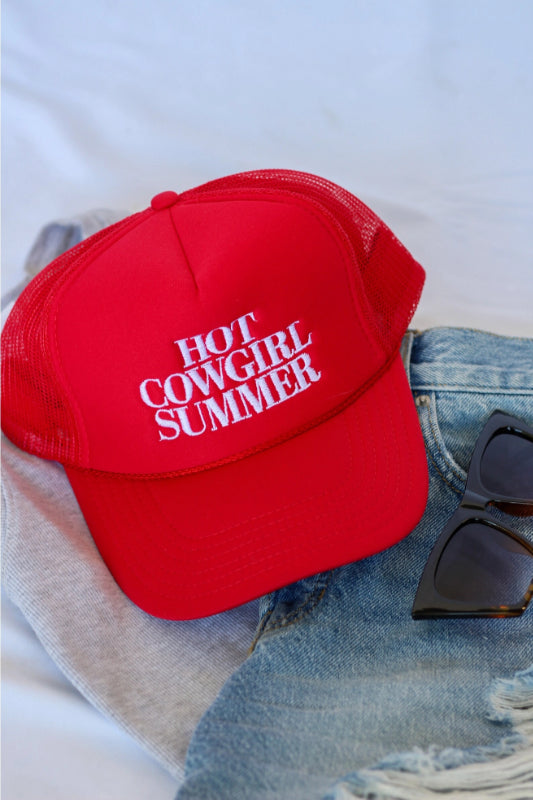 trucker hat "hot cowgirl summer" - red