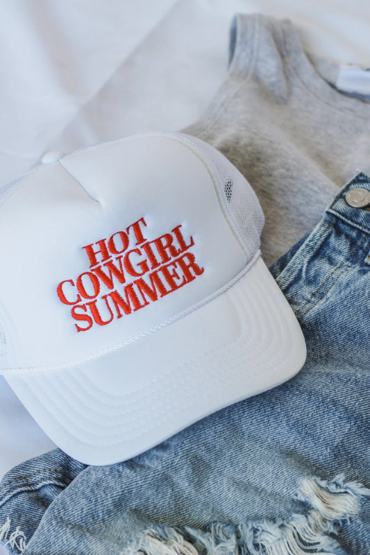 trucker hat "hot cowgirl summer" - white