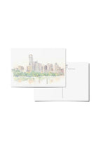 austin skyline reflection postcard