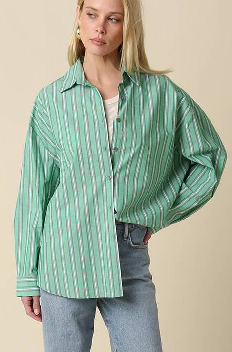 micah shirt - green stripe