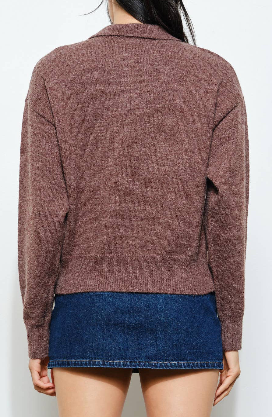 gina knit polo - chocolate