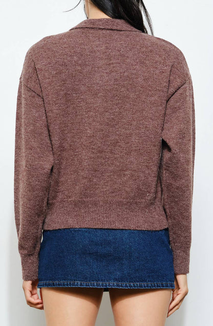 gina knit polo - chocolate
